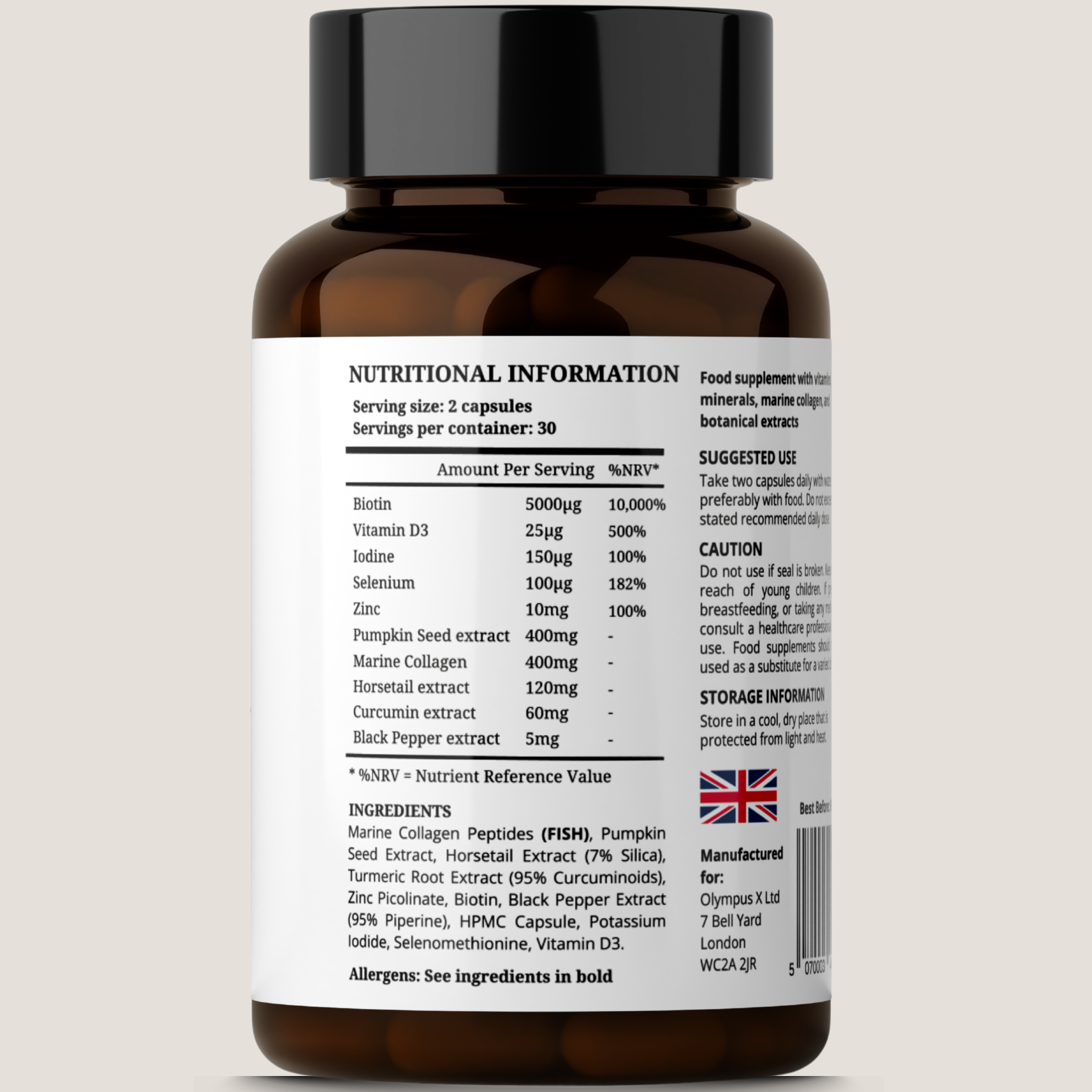 Roots product information back of bottle